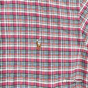 Polo Ralph Lauren Mens Large Pink Purple White Plaid Colorful Pony Logo